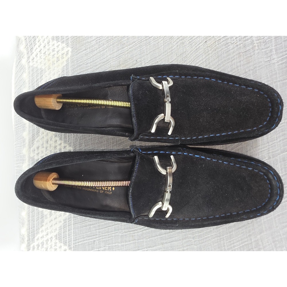 Donald J Pliner Nadim Black Suede Bit Loafers Mens 11.5 M Made in Italy